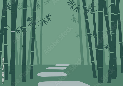 Bamboo Forest Path A Peaceful Natural Tranquil Asian Scene