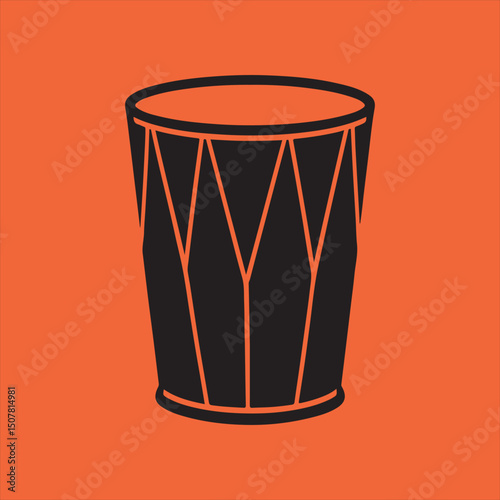 Black and orange simple drum icon illustration