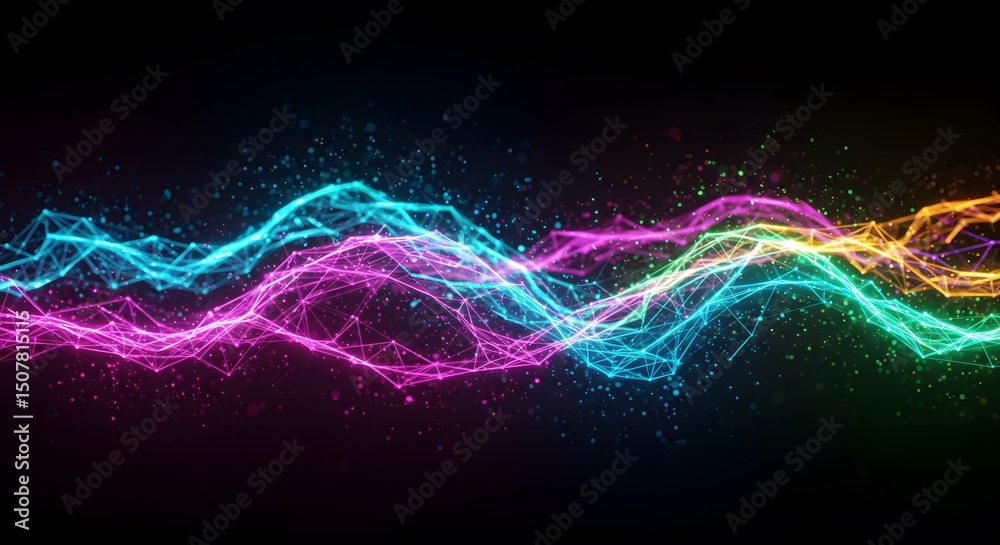 Obraz premium Colorful abstract network connections background design for technology and science use cases on transparent background
