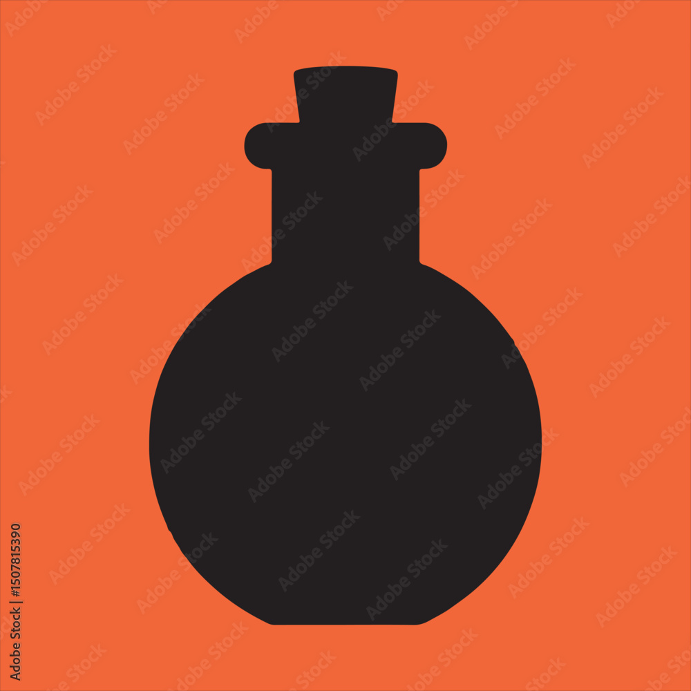 Fototapeta premium Simple black bottle icon on orange background