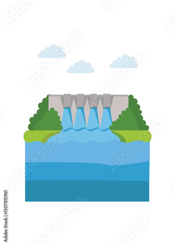 Hydroelectric power station stock illustration
