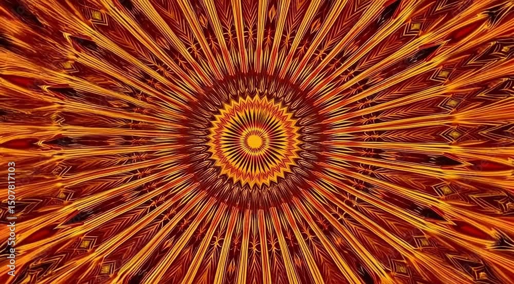 Fiery mandala abstract animated background loop