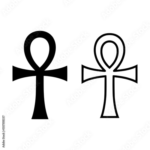 Pair of Black Ankh Symbols Representing Life, Immortality, and Ancient Egyptian Culture