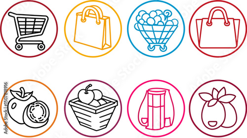 Flat Design Shopping Icons - simple vector, isolated on white background   