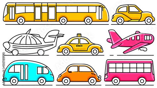 Flat Design Transportation Icons - simple vector, isolated on white background   