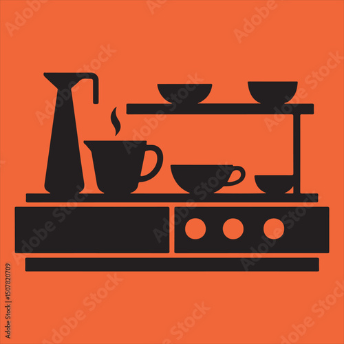 Coffee station silhouette icon illustration