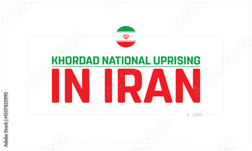 Khordad National Uprising in Iran day on white background, Typographic Design of Khordad National Uprising in Iran day, Vector Design of Khordad National Uprising in Iran day