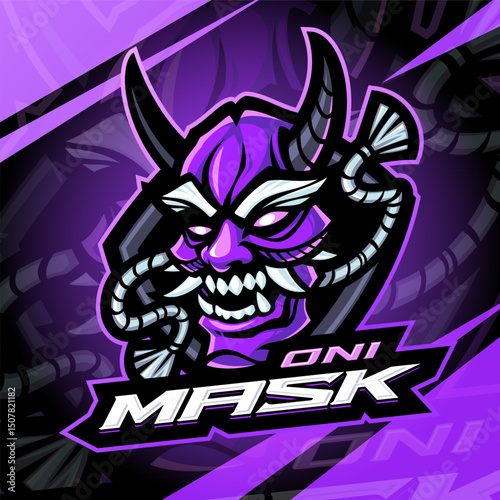 Oni mask esport mascot logo design