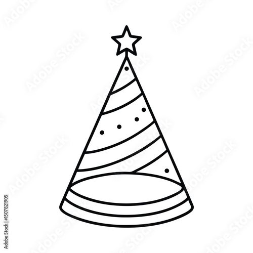 Party hat with star silhouette on white background