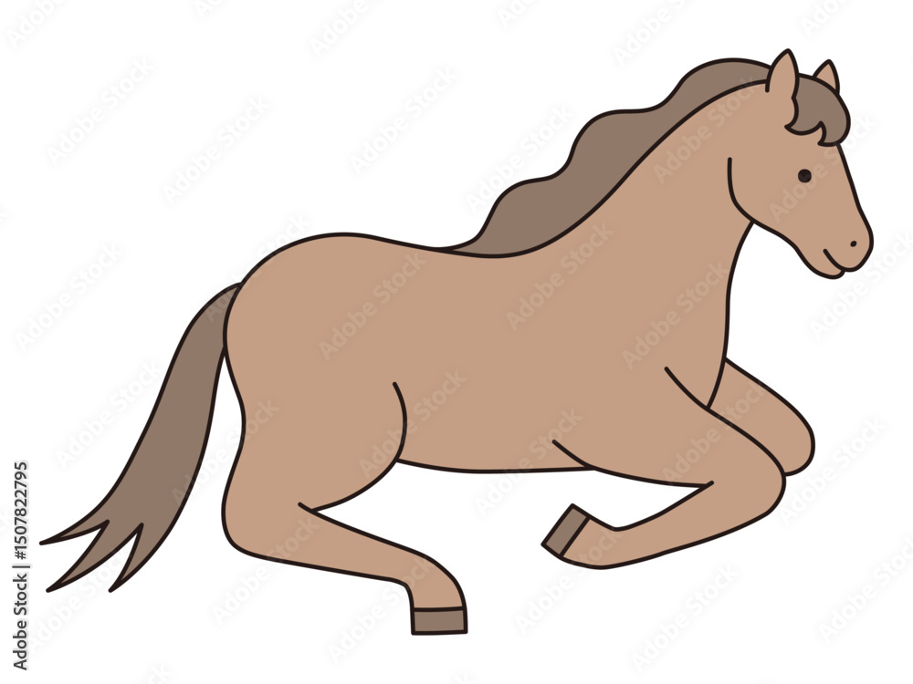 Obraz premium 座る馬のベクターイラスト。干支、十二支、午、うま、午年、年賀状