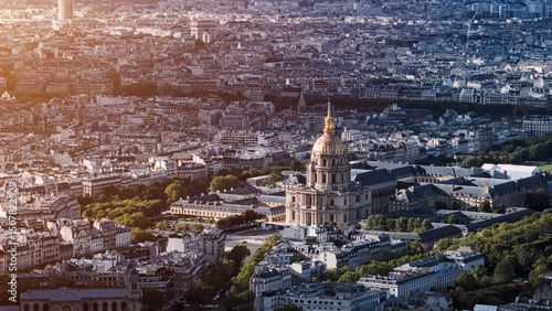 Photography Aerial view of Les Invalides and the surrounding urban landscape in Paris, Franc