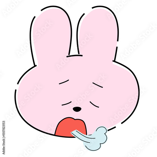 ため息をつくピンクのうさぎのイラスト10
