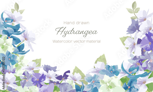 水彩で描いた紫陽花のフレーム