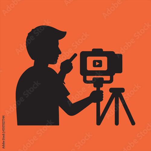 Person filming video with tripod camera