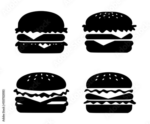 burger silhouette set, isolated background
