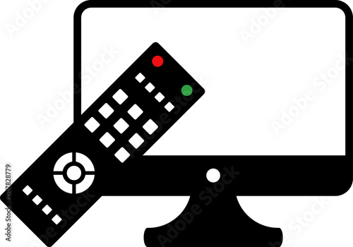 tv with remote icon. technology and automation symbols. Infrared control for tv. device screen symbol. Telecommunication sign. Consumer Electronics Icons
