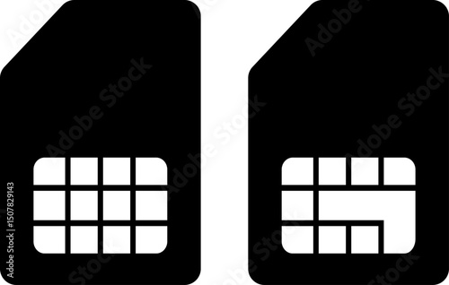 Sim cards icon. mobile telephone card sign. telephone prepaid chip design. smart gsm microchip. wireless network

