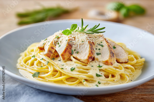 Chicken Fettuccine Alfredo created with Generative AI Technology, ai, generative