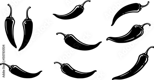 chili pepper line art, black outline, vector and illustration, coloring book page line art drawing
