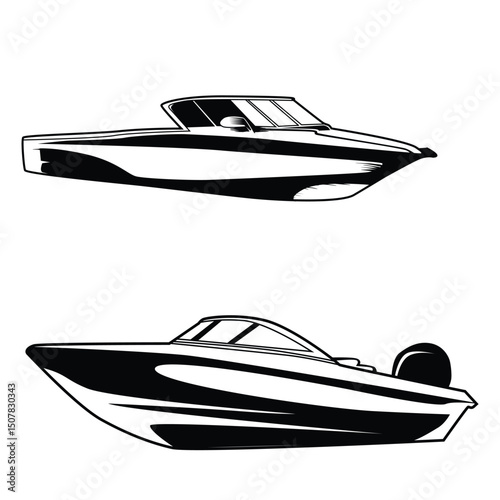 Minimalist Speedboat Lineart Vector Design