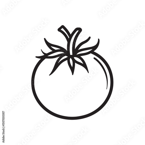 Simple tomato outline showcases organic charm with transparent background element