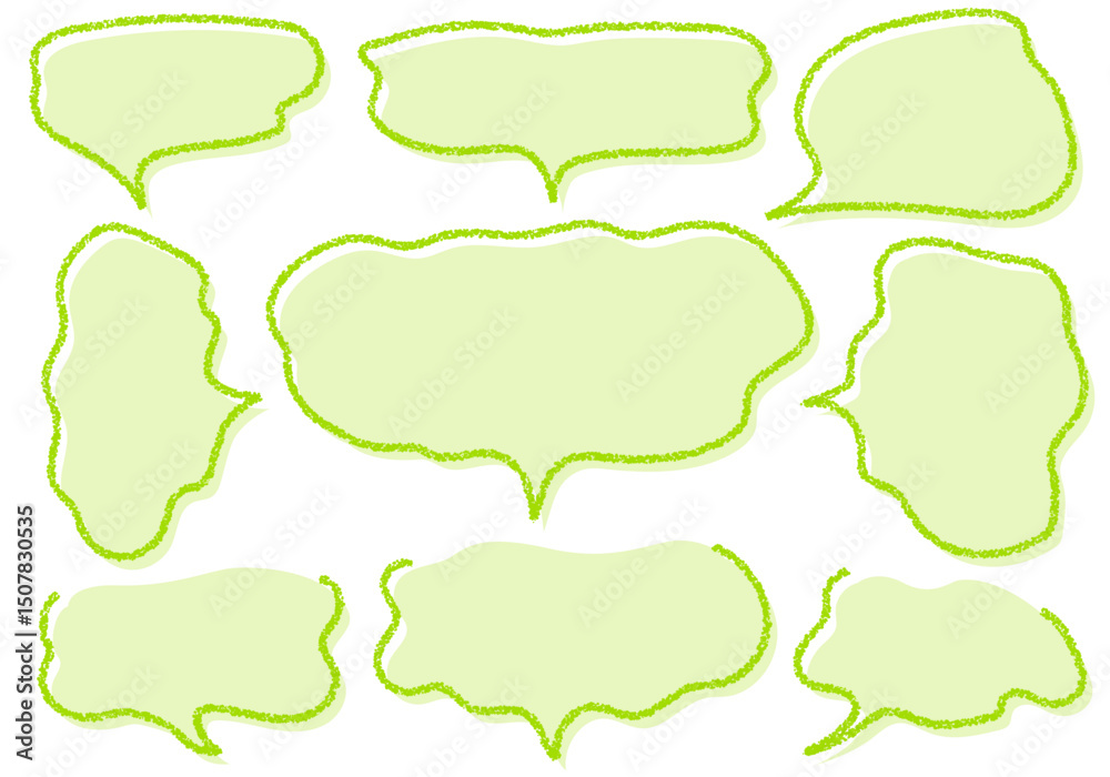 Fototapeta premium クレヨン素材 手描きのふきだしセット