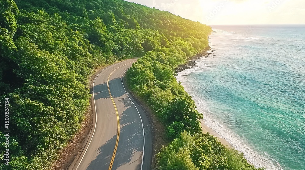Obraz premium The coastal highway winds and stretches