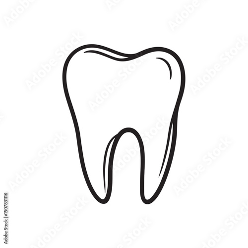 Simple tooth illustration displayed with bold black outlines over a clean white background