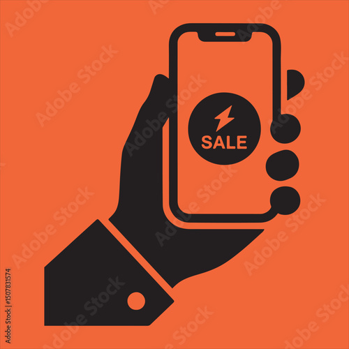 Hand holding smartphone sale silhouette
