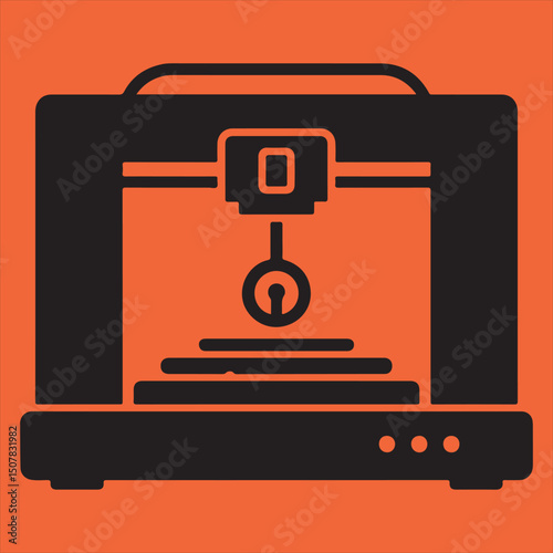 3d printer silhouette icon design