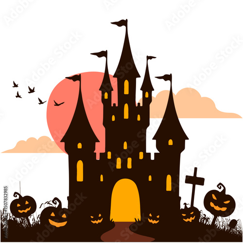 halloween background with castle