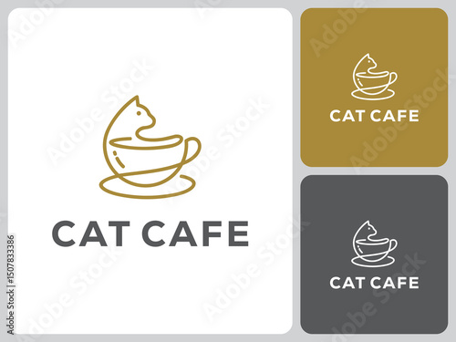 cat cafe logo vector