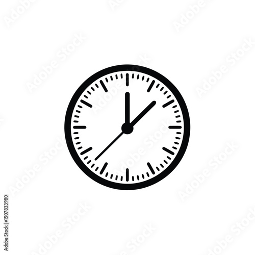 Circular clock icon with minute and hour hands showing ten minutes to twelve