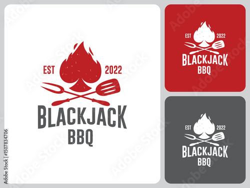 vector black jack fire bbq logo