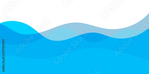 blue wave background with layered, flowing curves in various shades of blue. Modern, minimal design perfect for water, ocean, or technology themes