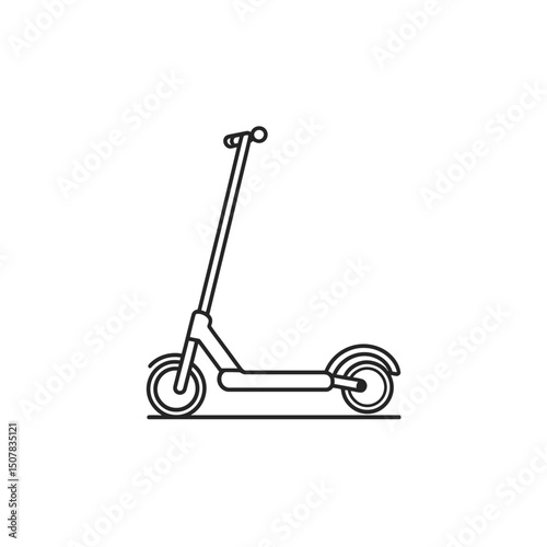Single black outline of a scooter isolated on a clean white background