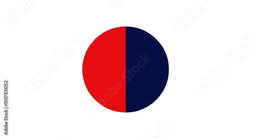 A simple graphic featuring a circle divided vertically with red on the left and blue on the right side