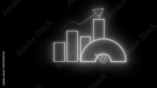 Benchmarking concept, something that serves as a standard by which others may be measured or judged. Glowing neon line of Benchmark icon isolated on transparent background.