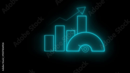 Benchmarking concept, something that serves as a standard by which others may be measured or judged. Glowing neon line of Benchmark icon isolated on transparent background.