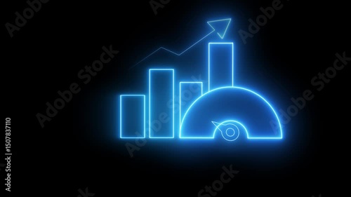 Benchmarking concept, something that serves as a standard by which others may be measured or judged. Glowing neon line of Benchmark icon isolated on transparent background.