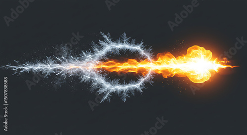 Fiery Inferno Meets Glacial Frost Abstract Energy Clash Fire and Ice Circular Design