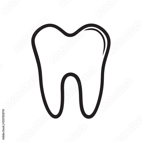 Single molar tooth appears in black line drawing over a white background