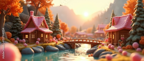 Fantastical 3D Candy Village.