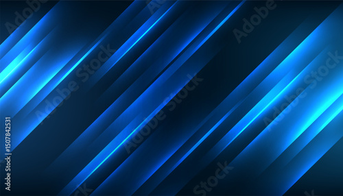 Abstract blue background with perspective lines and glow lights, Vector illustration