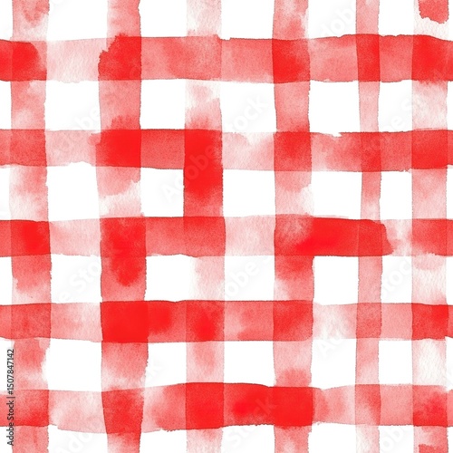 Watercolor Red Plaid Pattern Background