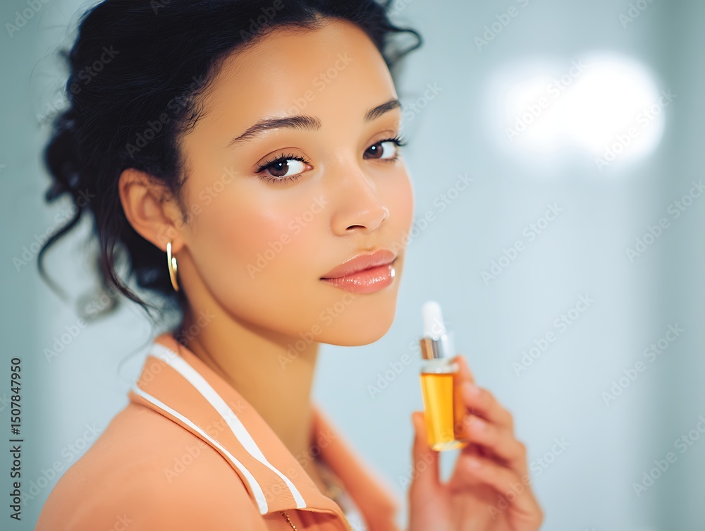Fototapeta premium Soft-focus woman applying natural beauty serum