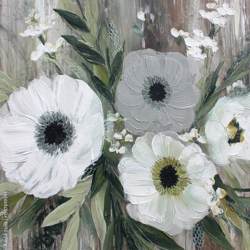 White And Grey Anemones Floral Arrangement