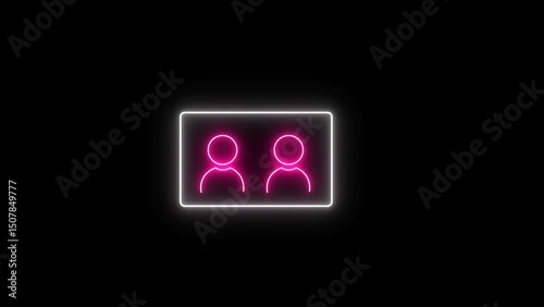 People with NID card verify icon. Neon Smart card icon.