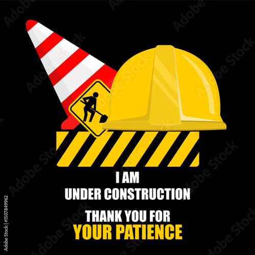 Under Construction, thank you for your patience, poster vector