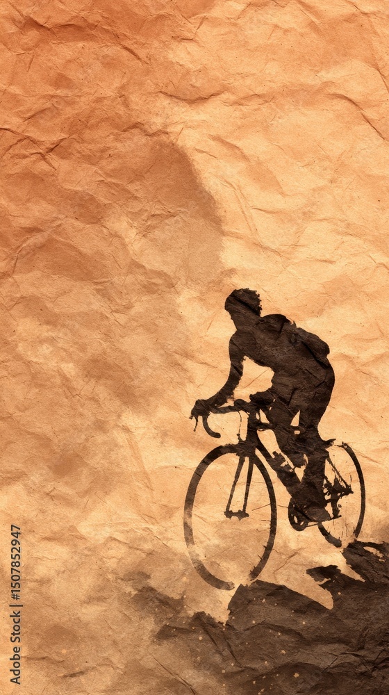 Obraz premium Bicycle Rider on Textured Paper